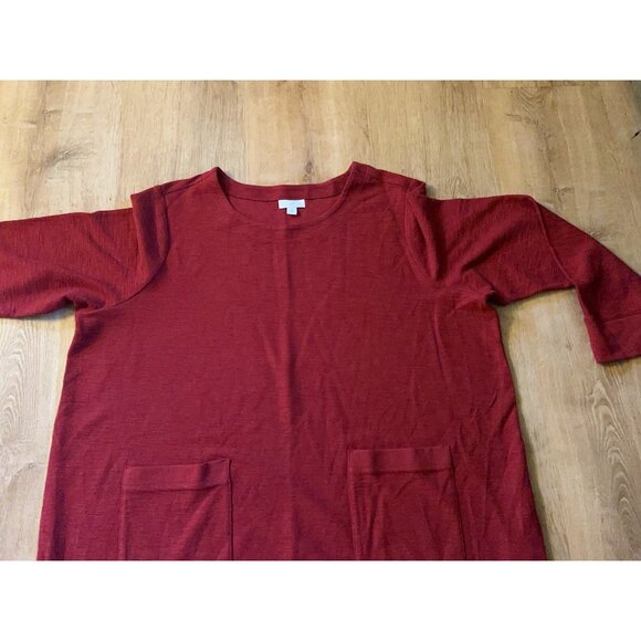 J Jill Red Tunic Top  2X Cotton Blend 3/4 Sleeve Pocket Relaxed Casual Comfort - Picture 10 of 12